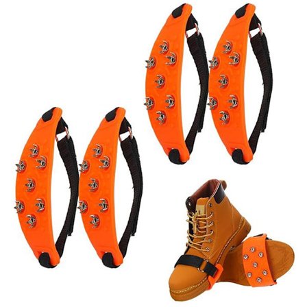 Sklisikre snøsåler 2 par stegjern med 7 tenner med borrelåsfeste snøsko skopigger sklisikre pigger stegjern stegjern for fjellstøvler