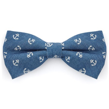 Blå Tversoversløyfe med Ankermønster for menn - Bundne sløyfer