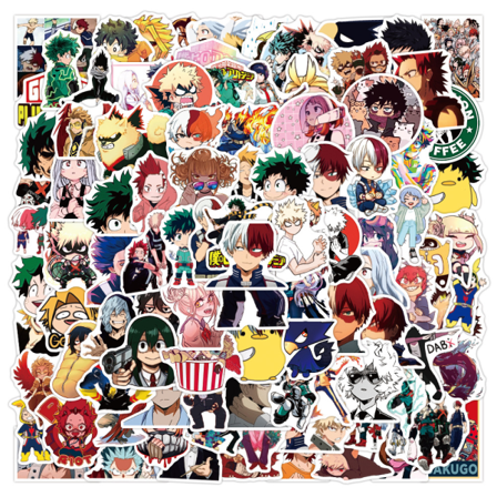 My Hero Academia klistermärkespaket 100 st, vinyl anime klistermärken dekaler