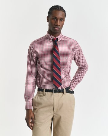 GANT Herren Regular Fit Classic Gingham Popeline Hemd (M) Rot
