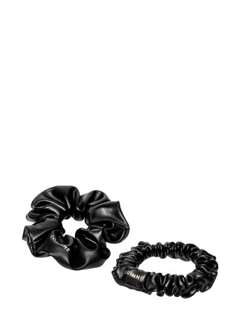 Vegan Scrunchie Big And Small 2Pack Black Corinne