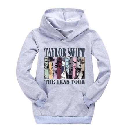 Seneste pop Taylor Swift The Eras Tour Hættetrøje Børn Piger Drenge Hættetrøje Casual Pullover Jumper Toppe Julegaver Leveres hurtigt Gray 13-14 Years