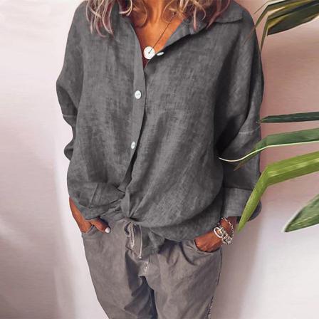 Kvinnor Knot Fåll Tunika Skjorta Button Down Blus