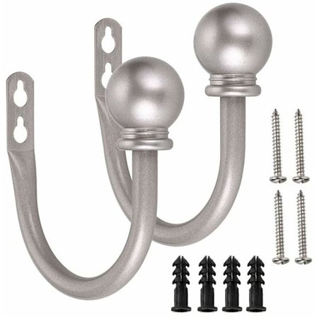 Et par lette gardinkroge i metal - Retro vægbeslag til gardiner, gardinbånd, vægkroge, gardinholdere med kvast (grå)