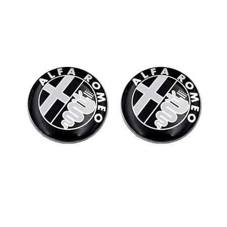 2 st Alfa Romeo Vapensköld Svart Logo 74mm Främre Huv Bakre Emblem Svart 147 156 159 Brera Mito METALL