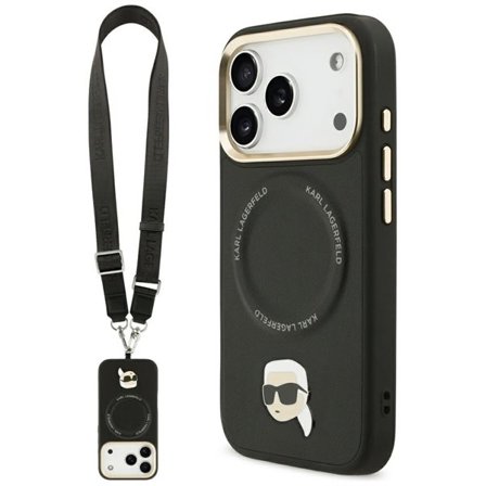 Karl Lagerfeld Big Strap Karl Metal Logo MagSafe-fodral för iPhone 17 Pro - Svart
