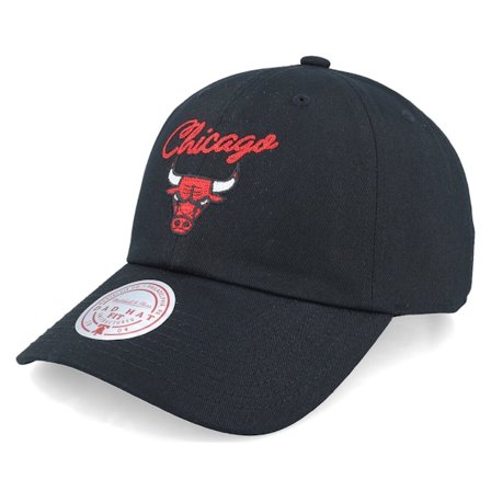 Mitchell & Ness - NBA Schwarz Unconstructed Cap - Chicago Bulls Lay Low Black Dad Cap @ Hatstore