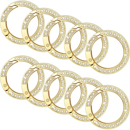 10 st Strass Fjäder O-ringar 1 Tum 25mm Rund Snäpplås Spänne Enkel Metall Nyckelring Krok Clip för DIY Nyckelringar