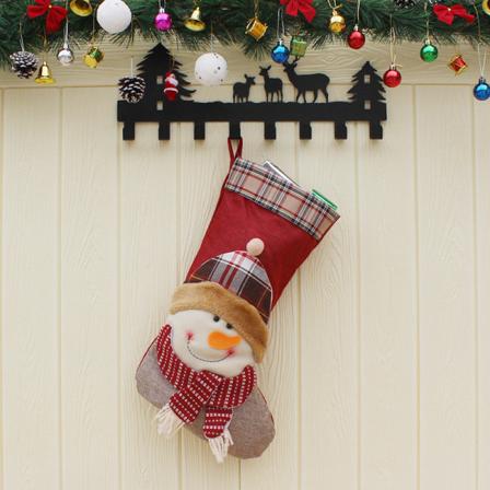 Snowman julstrumpor st 18" 3D plysch söt jultomte Snowman julgran strumpor dekoration med hängande öglor