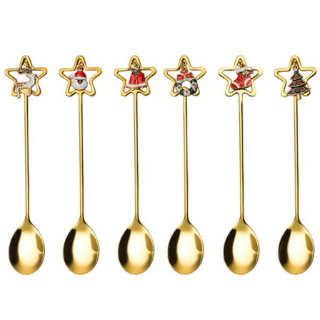 6 juleskjeer Kaffeskjeer i rustfritt stål - Perfekt