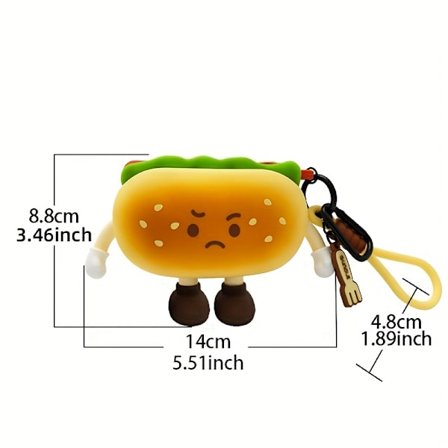 3D Tegneserie Blød Silikone Sød Dessert Design Cookie Croissant Sandwich Hotdog Opbevaringspose til Mønter og Høretelefoner og Nøgle til Kvinder og