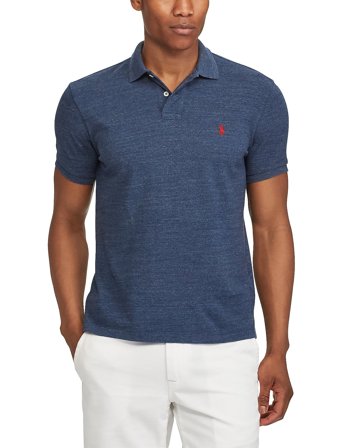 Polo Ralph Lauren Slim Fit Mesh Polo Shirt - Blue - S