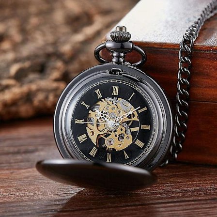 Julegave Glat Mekanisk Lommeur Dobbelt Ure