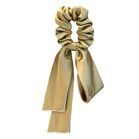 Bånd Satin Sløyfe Hår Scrunchies Elastisk Sikker Hold Elegant Satin Hestehale Holder for Jenter Kvinner Grønn