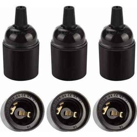 Svart Vintage E27 -kanta, Retro Edison -riippuvalaisin, Sovitin kiinteästä bakeliitista valmistettuun lampunpitimeen, Täydellinen koristeluun, 