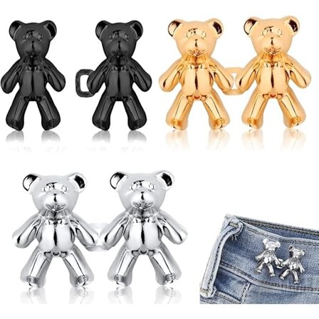 Pairs Bear Vyötärösolki Irrotettava Vyötärösolki Klipsi Housujen Vyötärön Kiristin Ei Ompelua Pikakiinnitettävät Farkkunapit Karhu Housuklipsi 