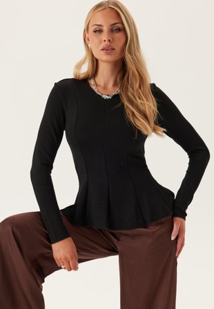 ONLY Onlkenya L/S PEPLUM TOP JRS PE Black Klær