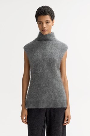 Soft Goat - Brushed turtleneck singlet - Kashmirtröja dam - XL - Grey
