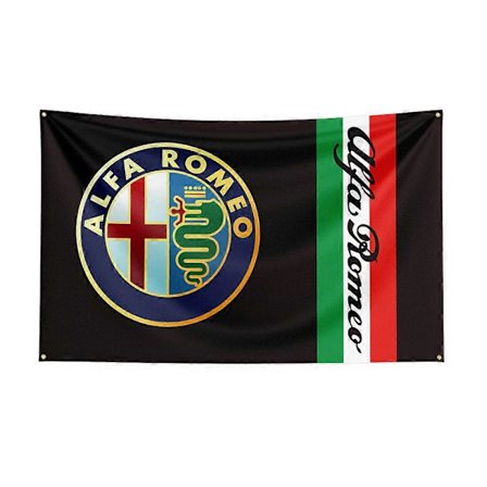 3x5 jalkaa Alfa Romeo -autolippu, polyesteripainetut autoliput sisustukseen