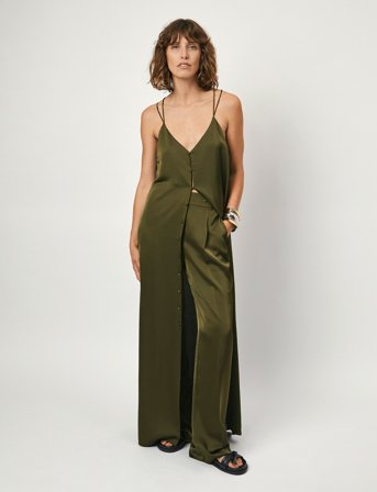 Dante6 D6Loan Satin Dress - Khaki green - M