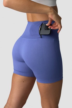 ICANIWILL - Ribbed Define Seamless Pocket Shorts Violet Blue- Sport kurze hose - Damen - ICIW