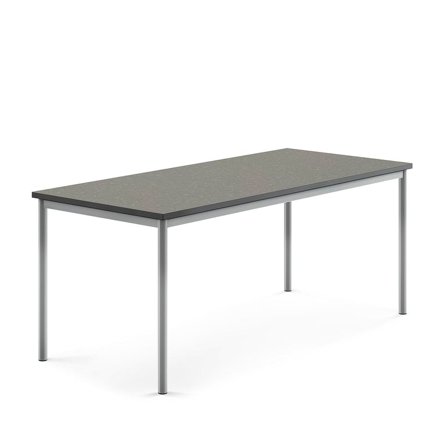 Desk SONITUS, 1800x800x720 mm, dark grey linoleum, alu grey