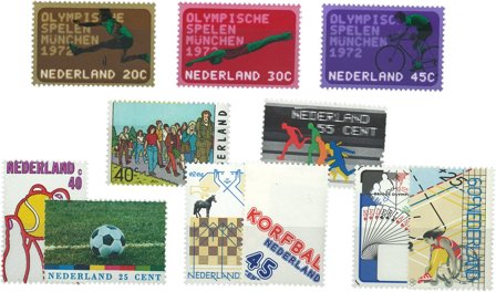 Holland - Olympiske lege Munchen 1972, aangevuld met 4 sportseries fra 1974 - Postfrisk