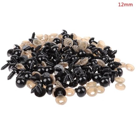 100 set 8/10/12/15 MM Stoppade leksaker Säkerhetsögon Plyschdocka rund 12mm[CO]