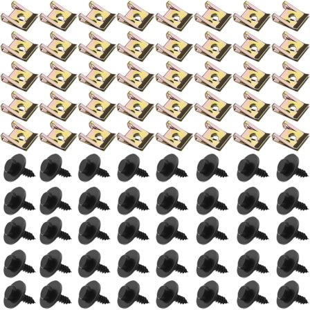 80 stk. U-clips og skruer sæt Universelle metalmøtrikker og bolte kompatible Aut