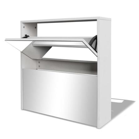 Vidaxl Skoskåp Med 2 Lådor Och Spegel Vit 63x17x67 Cm Vit