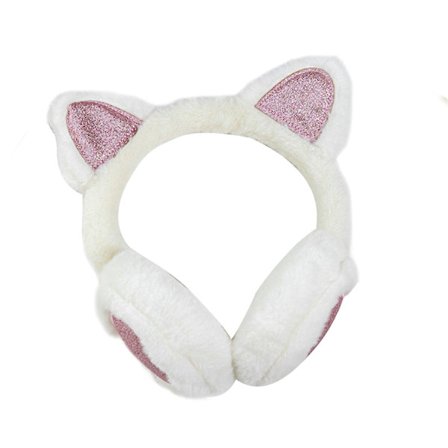 Koreansk stil katteøre dekor hjertemønster plys ørevarmere vinter blød plys pandebånd ørevarmer