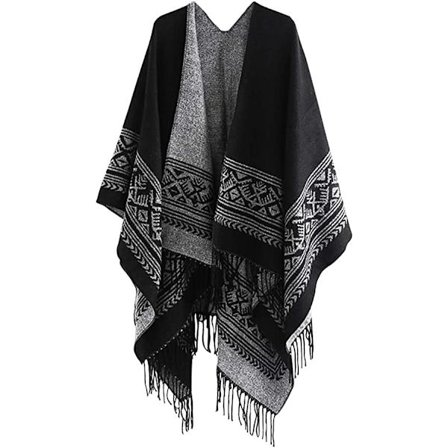 Poncho Sjal Elegant Varm Öppen Kvadrat Höst Vinter Kvinna