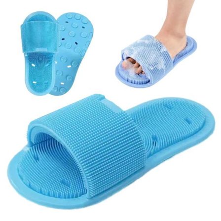 Fodskrubber til brusebad - Silikone fodskrubber med sugekopper, renser fødder blå