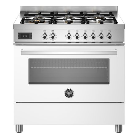 Bertazzoni PRO96L1EBIT Professional gaskomfur med ovn, 90 cm, hvid - Hvid, ral 9003, blank | KitchenOne