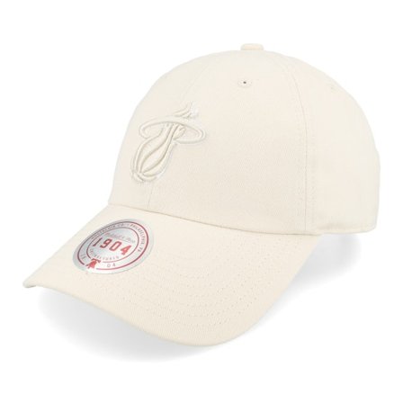 Mitchell & Ness - White unconstructed Gorra - Miami Heat Fashion Basic Cream Dad Cap @ Hatstore
