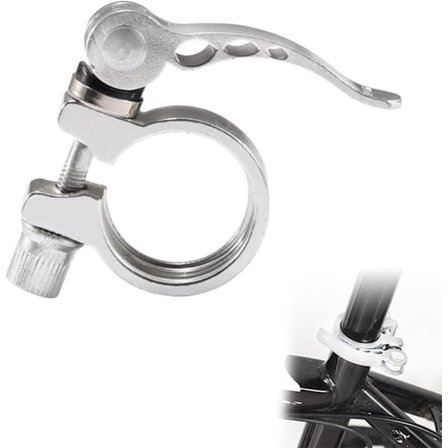 Sykkelsetepinne-klemme, Hurtigutløsningsklips for sykkel, Hurtigutløsningssetetubeklemme, Aluminiumssetetubeklemme Sølv 31,8 mm