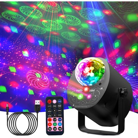 Diskopallo, musiikinohjattu diskovalo, partyvalo strobolla, 3-in-1 diskovalo, partyvalaistus kaukosäätimellä ja 3m USB-kaapelilla