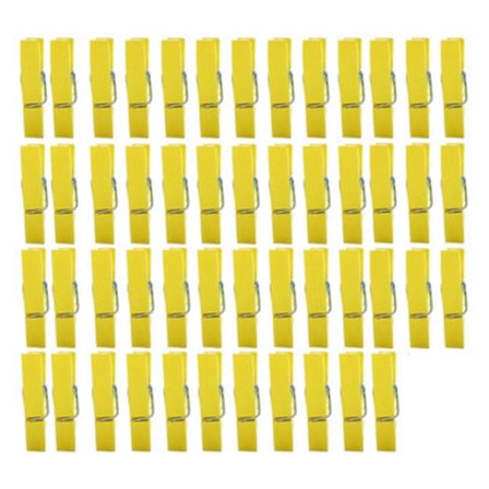 50 Stykker Farverige Træ Tøjklemmer Rustbestandige Klemmer til Vasketøj Tøjmappe Stilfulde Fotohængende Klemmer Gul