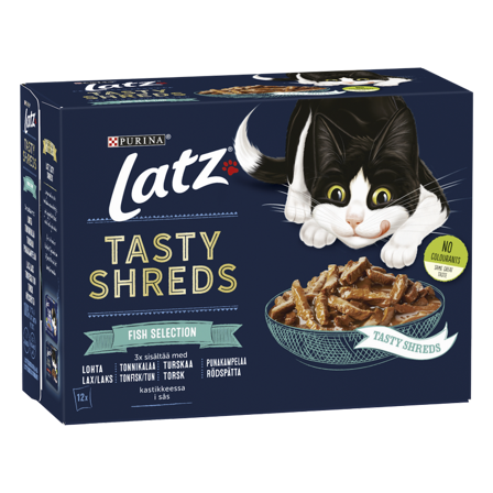 Purina - Tasty Shreds Fish Selection 12x80 g - Katt - Kattefôr & kattemat - Våtfôr og våtmat - ZOO.no