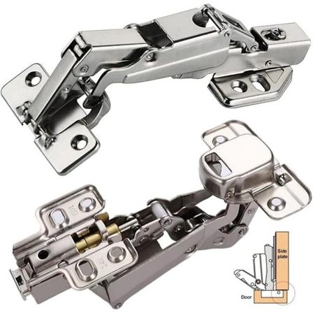 2-pakning 165-graders myktlukkende skapdørhengsler, full overlegg høyre og buet, kompatibel med kjøkkenskap