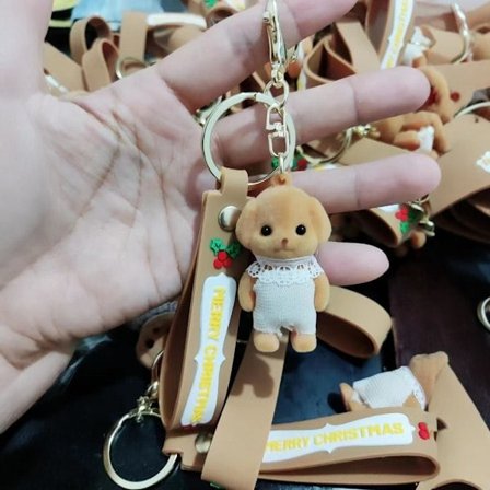 Sylvanian Family puddel lille næse nøglering vedhæng til kæreste at sende kæreste taske vedhæng dukke Beige