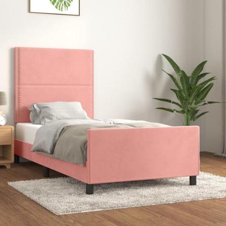 Vidaxl Sängram Med Huvudgavel Rosa 90x200 Cm Sammet Rosa