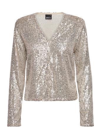 Sequins Top Pitkähihainen Pusero Paita Hopea Gina Tricot