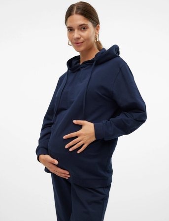 Mamalicious Mlmille L/S Sweat Hood Noos - Navy - L