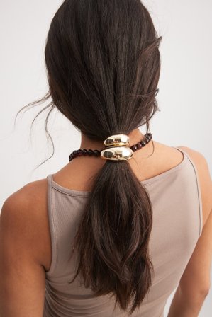 NA-KD 2-Pack Detailed Hair Tie - Haarschmuck - Gold - One Size