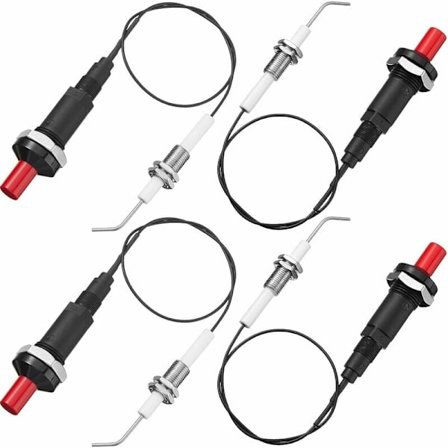 4-delad propans piezo-tändsats med gängad keramisk elektrod tändstiftstråd 30 cm för gasgrill, öppen spis, värmare, spis
