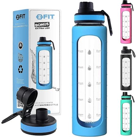 32 oz Glass vannflaske med tidsmarkør-påminnelse