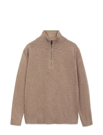 Mango Zip Neck Jumper - Beige - 7-8