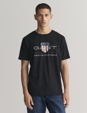 GANT Reg Archive Shield Ss T-Shirt - Black - M