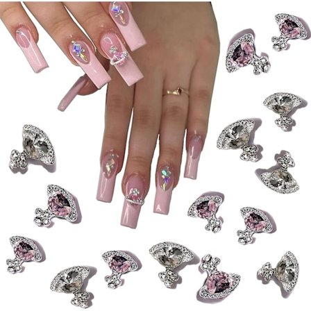 20 st Nail Art Charms Vit Rosa Planet Nail Charms 3d Shiny Nail Tillbehör Med Strass Saturn Form Nail Tillbehör För Kvinnor Nail Dekoration Di